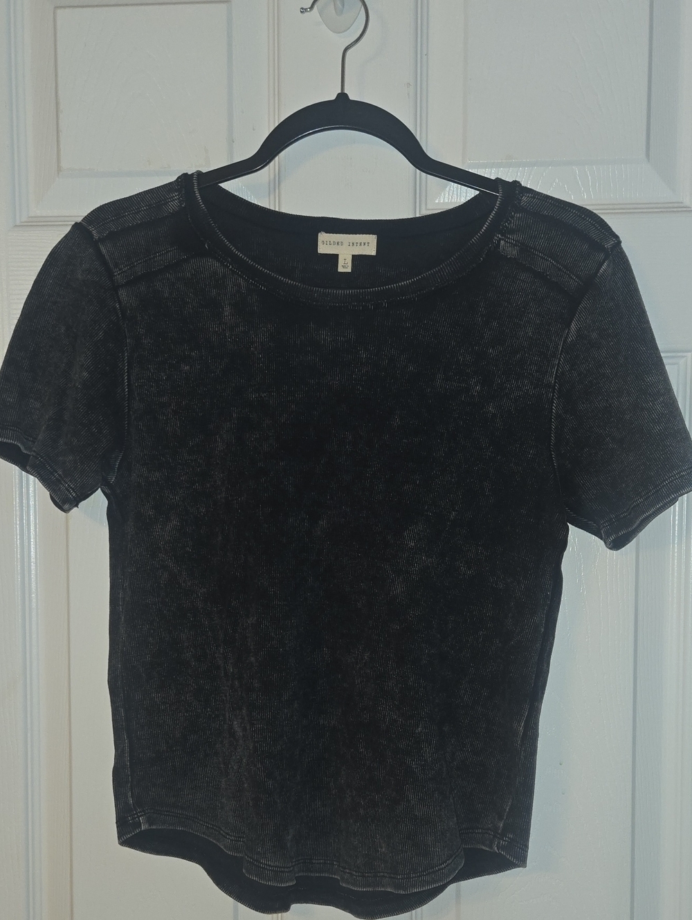 Buckle Gilded Intent Black Mineral-Wash Crewneck Tee
